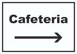 thumbnail of Cafeteria Schild mit Text und Richtungspfeil rechts Selbstbedienung waagerecht A6 Rückseite selbstklebend