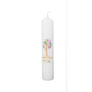 Wiedemann Kerzen Taufkerze Mädchen verziert 265 x 50 mm, mit individueller Namensverzierung