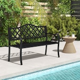 thumbnail of COSTWAY Metalen tuinbank, weerbestendige bank voor 2 personen, parkbank met rugleuning en armleuningen, metalen bank tot 300 kg