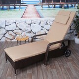thumbnail of Poly-Rattan Sonnenliege Carrara, Relaxliege Gartenliege Liege, Alu ~ braun, Kissen beige