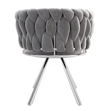 thumbnail of Merax Samt-Esszimmerstuhl, 6er set, Schlafzimmer-Drehstuhl, 360° drehbar Freizeit-Drehstuhl mit vier Stützbeinen aus Metall, Grau+Silber