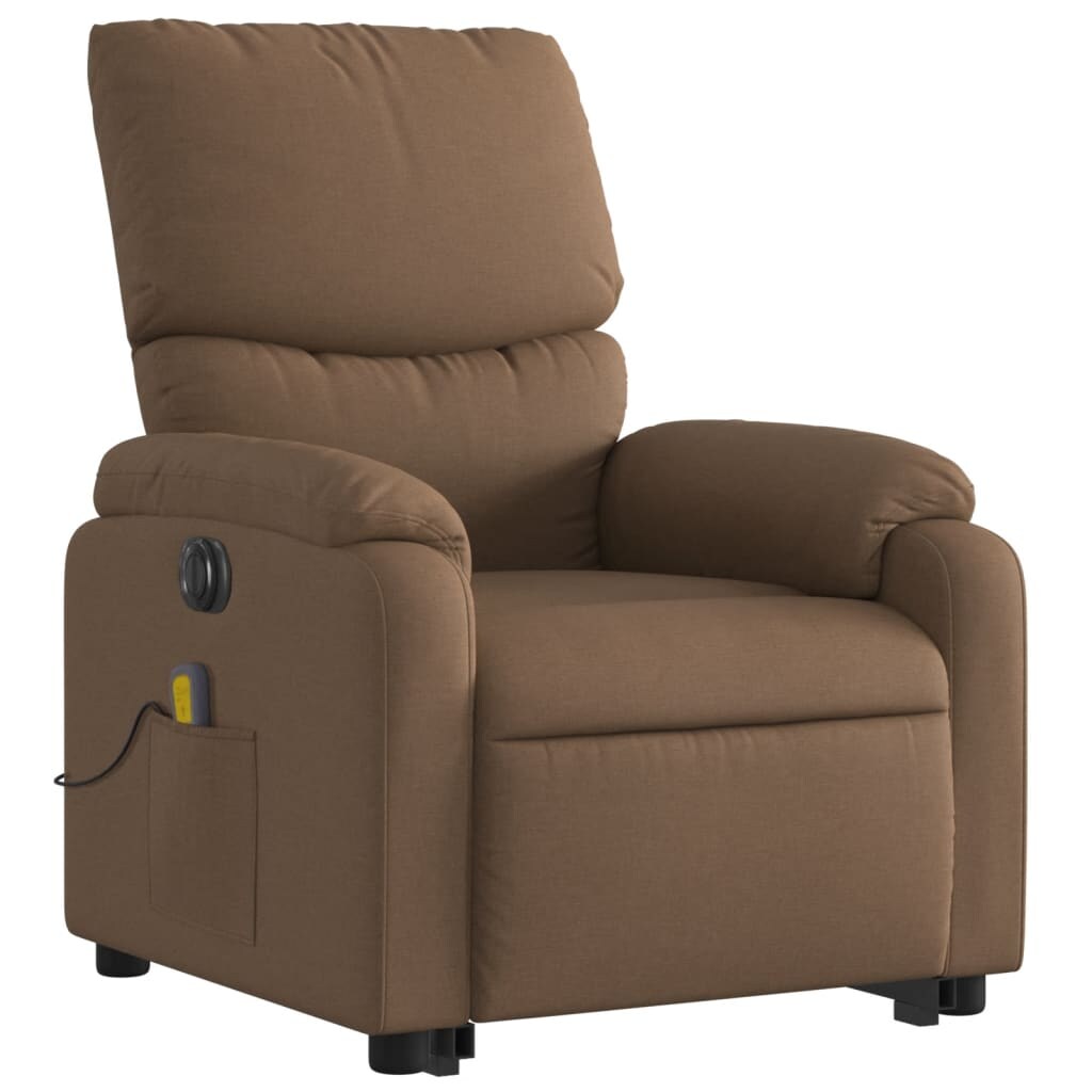 vidaXL Elektrischer Massagesessel mit Aufstehhilfe Braun Stoff