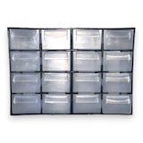 thumbnail of Unidad de almacenamiento en plástico L 221 x P 85 x H 156 mm con 16 cajones transparentes