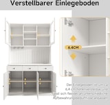 thumbnail of Merax Buffetkast 120 x 40 x 191 cm, hoge vitrinekast met glazen deuren, barvak, glashouder, stopcontacten, USB-A en USB-C, wit