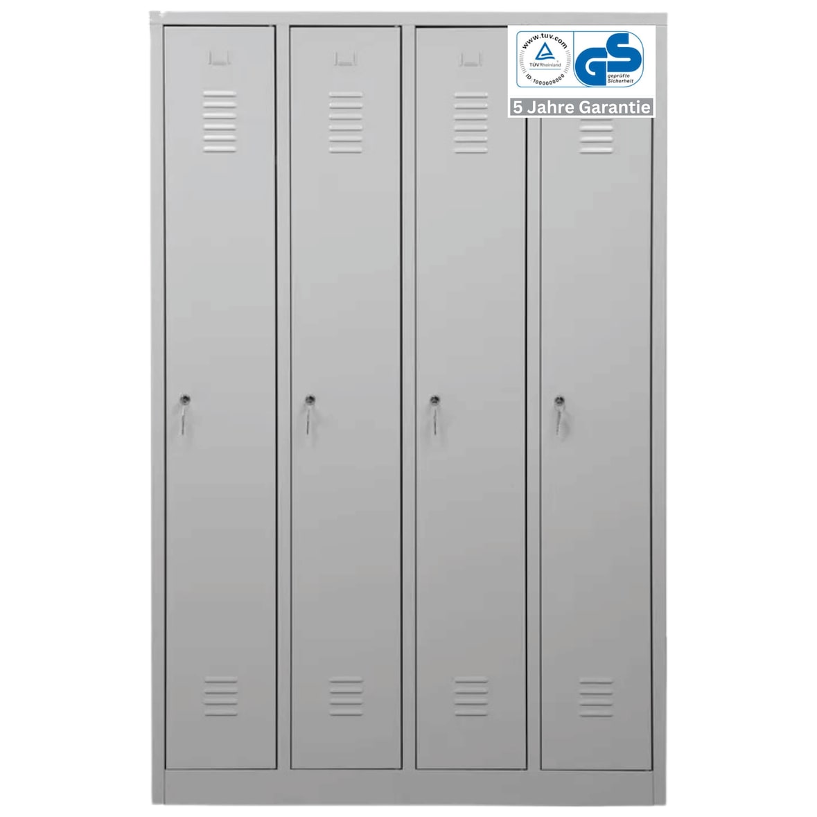 PROREGAL Garderobenspind Camel | 4-Fächer| HxBxT 180x117x50 cm | Zylinderschloss | Grau