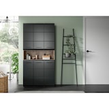 thumbnail of Ice Badschrank 6 Türen, 1 Regal Schwarz matt, Eiche Dekor.