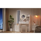 thumbnail of 4-in-1 Schminktisch mit Ganzkörperspiegel und drehbarem Tischspiegel, ergonomischer Hocker, LED-Beleuchtung, Weiß 164x109x36 cm