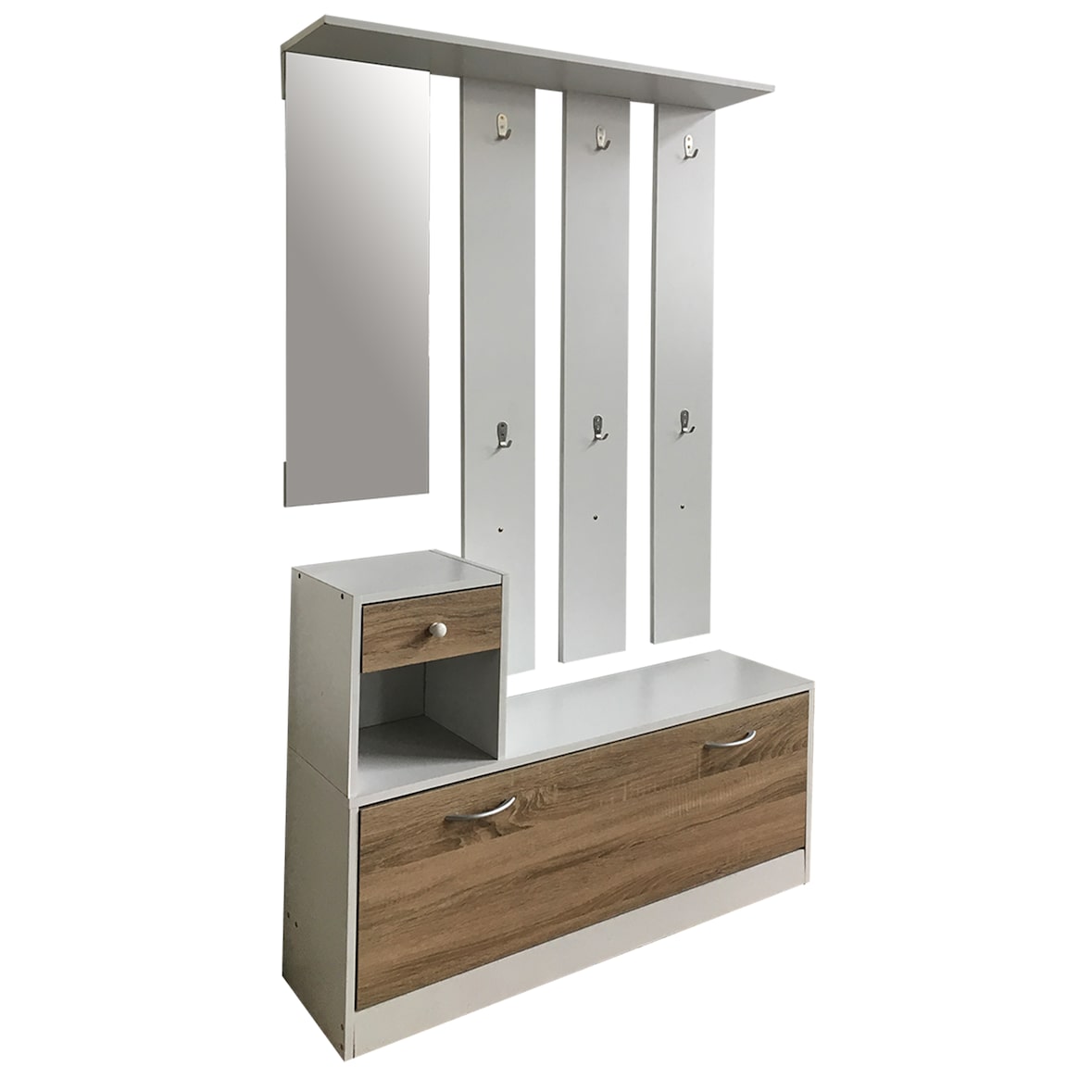 CRO Set mobili in pannello truciolare composto da una scarpiera e un appendiabiti con specchio - cm 100x25 h. cm 159