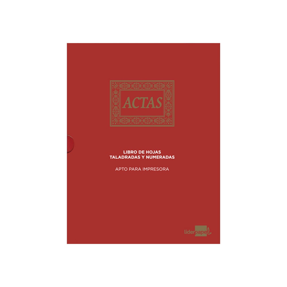 Libro Liderpapel Din A4 Actas 15 Anillas Con 100 Hojas Movibles Taladradas Y Numeradas Color Burdeos