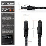 thumbnail of Primewire Patchkabel CAT 8 mit Baumwollummantelung, Gigabit Ethernet LAN Kabel - Black Series, 40 Gbit/s - S/FTP PIMF Schirmung, Netzwerkkabel - 0,5m