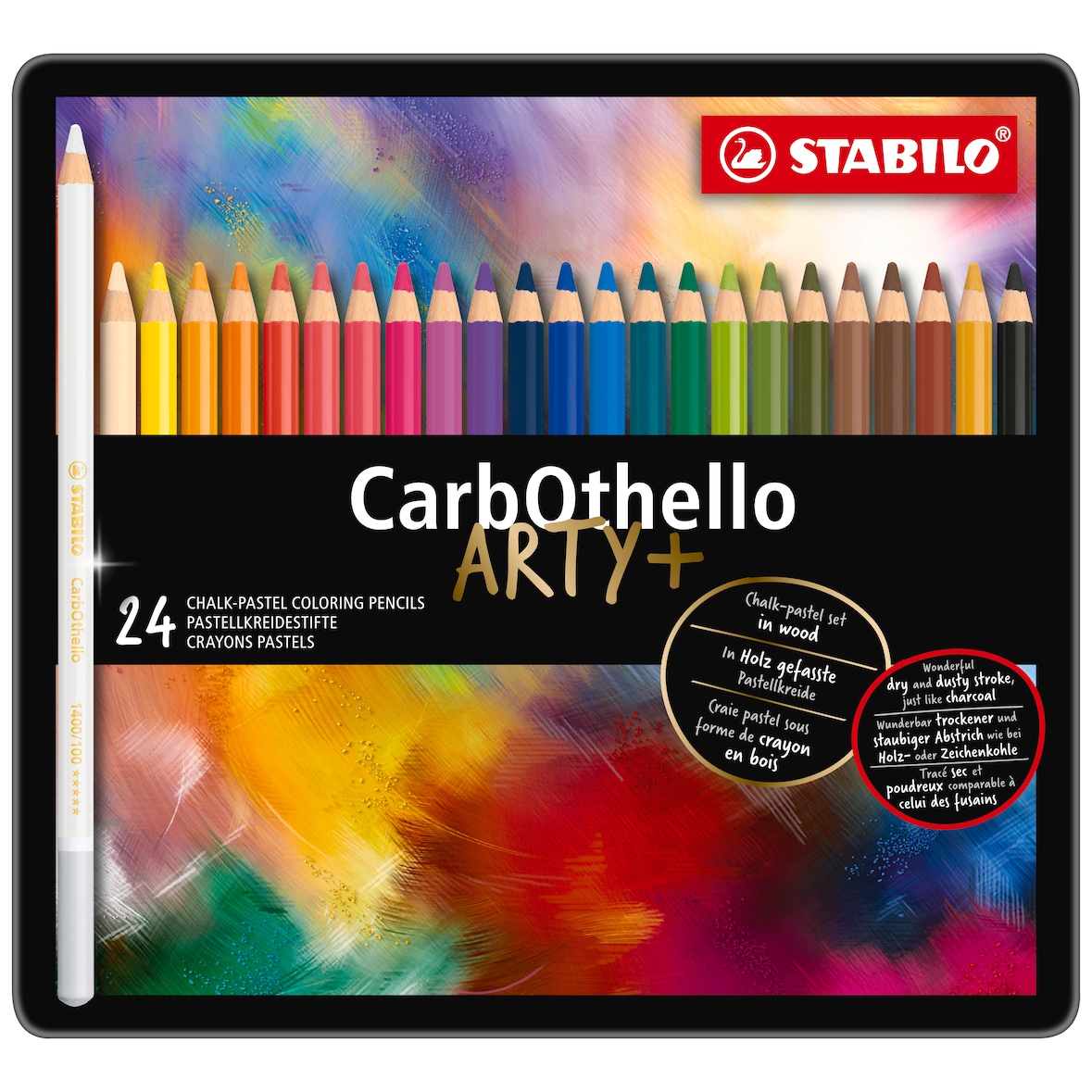 STABILO Boîte métal de 24 crayons pastel CarbOthello ARTY+