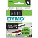 thumbnail of DYMO Cassette de cinta de escritura D1 blanco/negro, 19 mm x 7 m