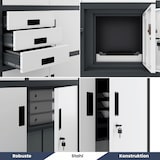 thumbnail of Aktenschrank abschließbar GEDO - mit Tresor & Schubladen| Büroschrank aus Stahl Metallschrank Werkstatt Werkzeugschrank, 185x90x40cm Anthrazit-Weiß