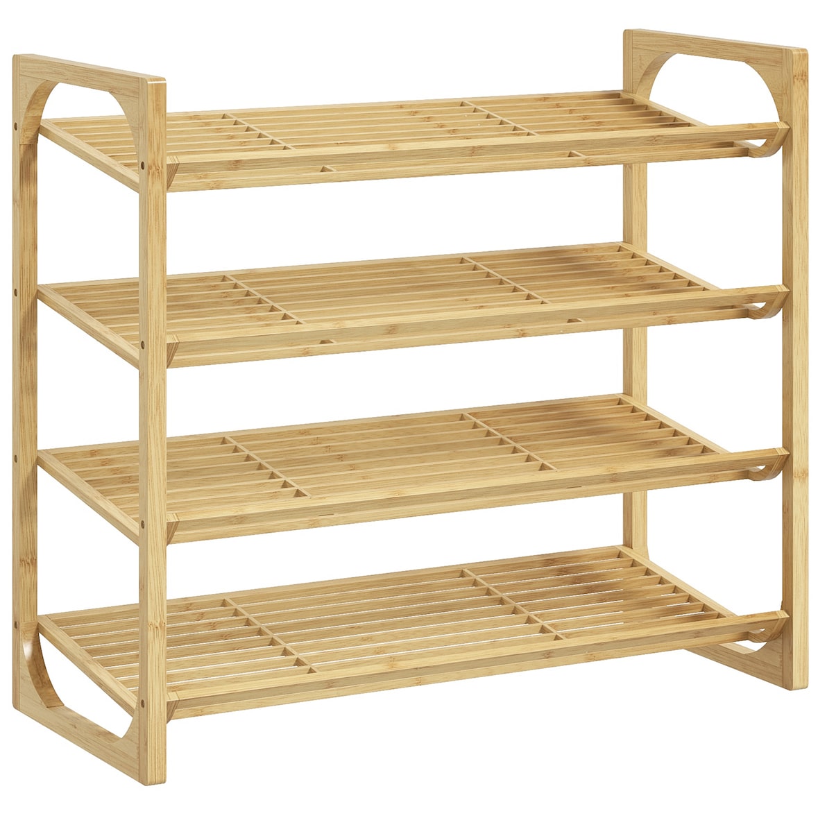 Schuhregal aus Bambus natur 76x33x67 cm, 4 Ebenen, für bis zu 12 Paar Schuhe
