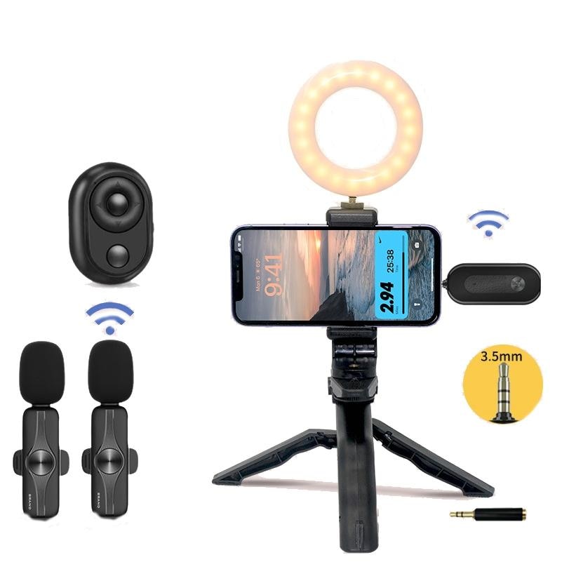 Microphone Sans Fil Avec Trépied Et Lumière Pour Vidéo Et Diffusion En Direct YONIS