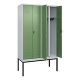 thumbnail of C+P Doppel-Spind Classic PLUS, Gestell, 4 Abteile, HxBxT 212x120x50cm, Sicherheitsdrehriegel, Hellgrau/Resedagrün von PROREGAL