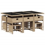 thumbnail of vidaXL 11-tlg. Garten-Essgruppe mit Kissen Beige Poly Rattan