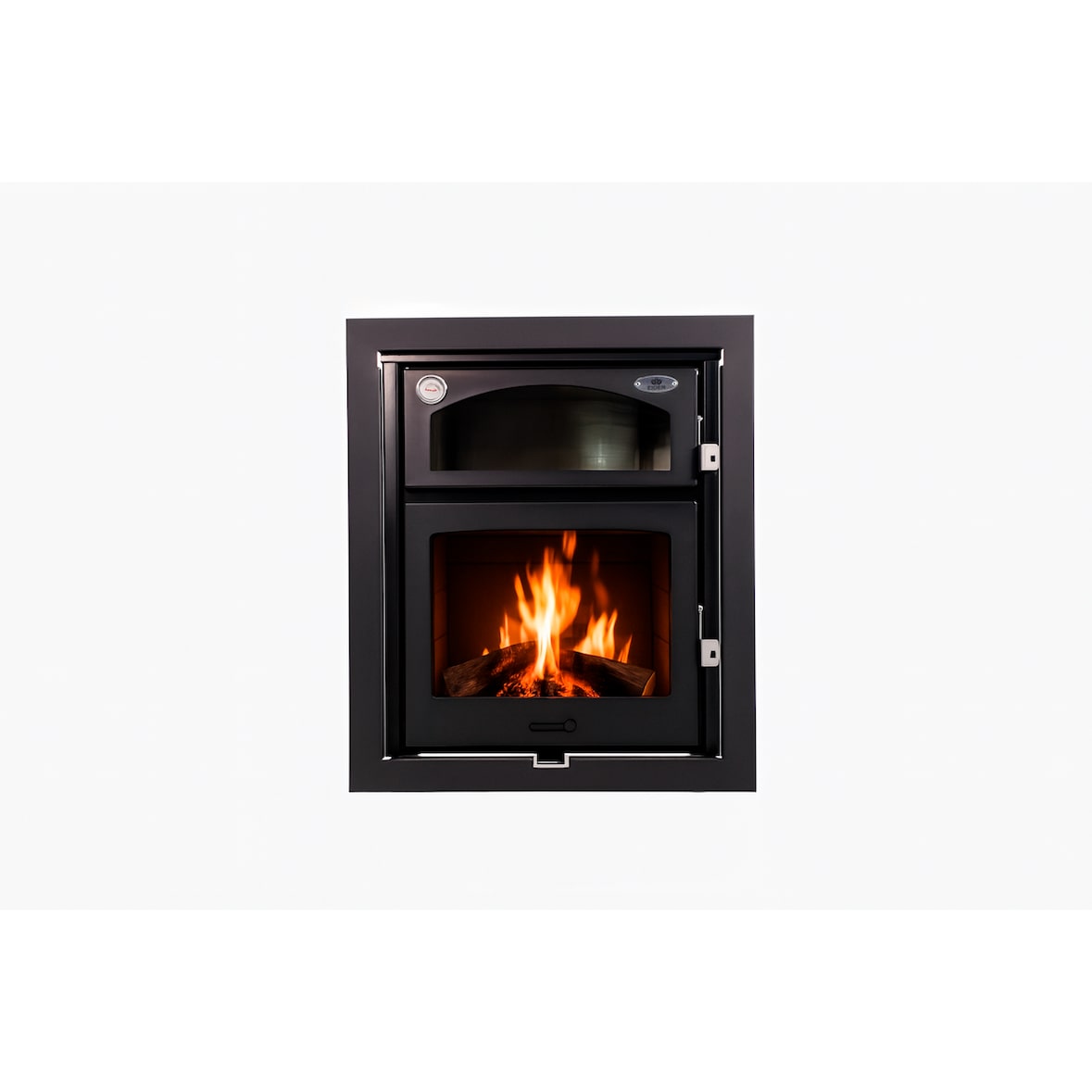 Insertable de leña con horno INSERT ASTON 13.1 kW, 230 m³, salida 150 mm, horno en inox y diseño frontal