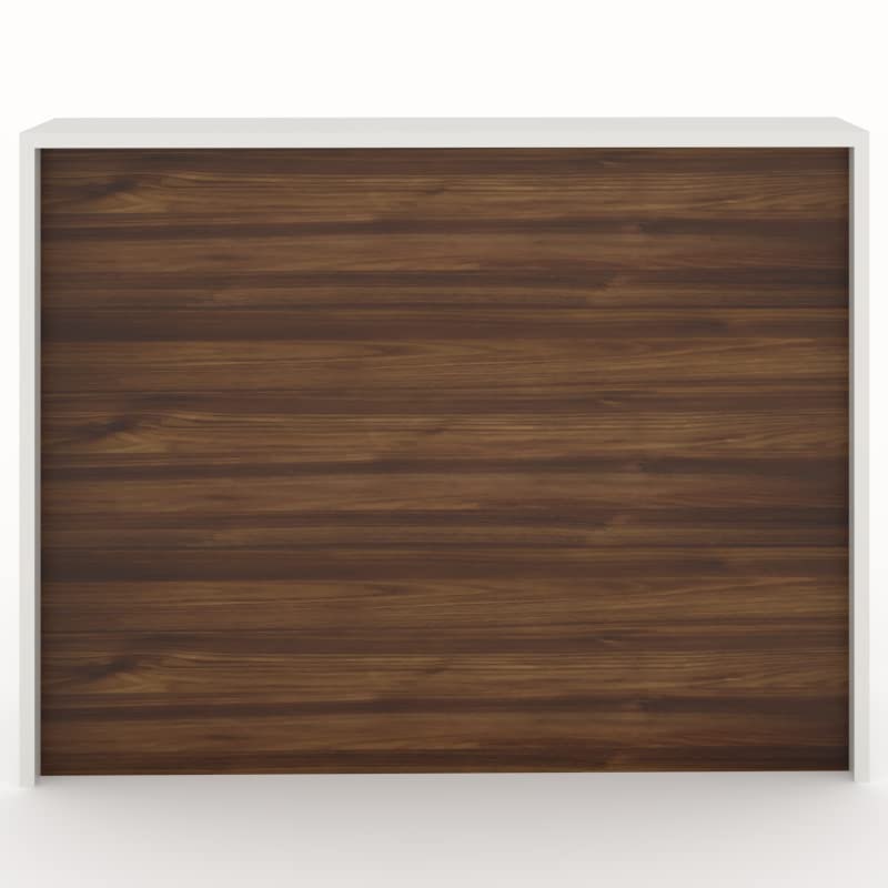 Oficit. Mostrador laminado nogal. Fácil de montar. Fabricado en España. Medidas: 140x50x105 (ancho x fondo x alto)