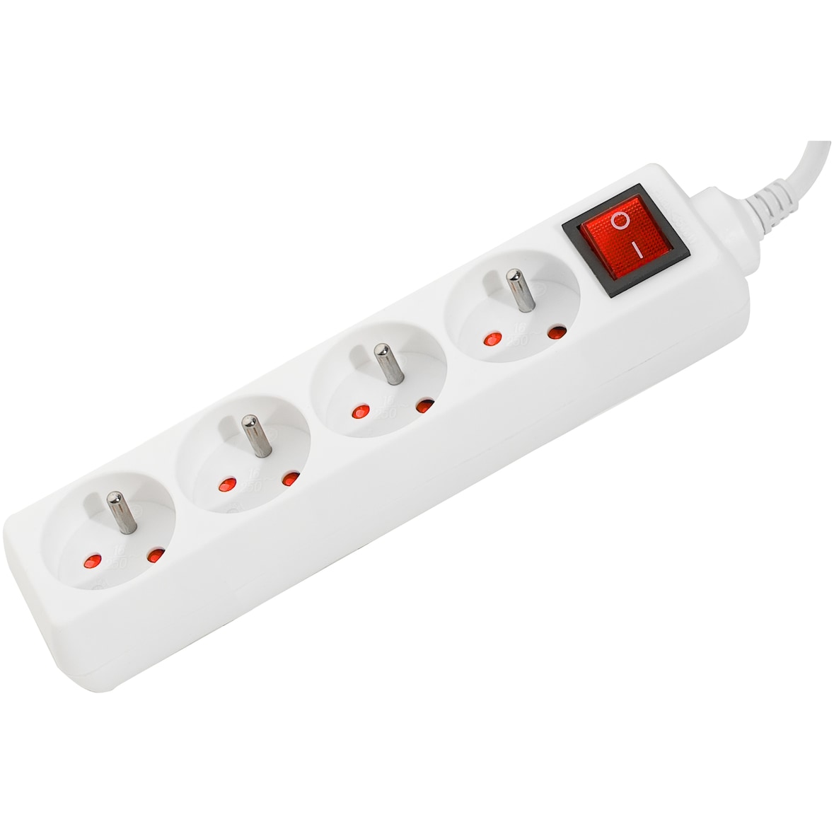 DEXLAN Multiprise 4 prises avec interrupteur blanche - 1,5 m
