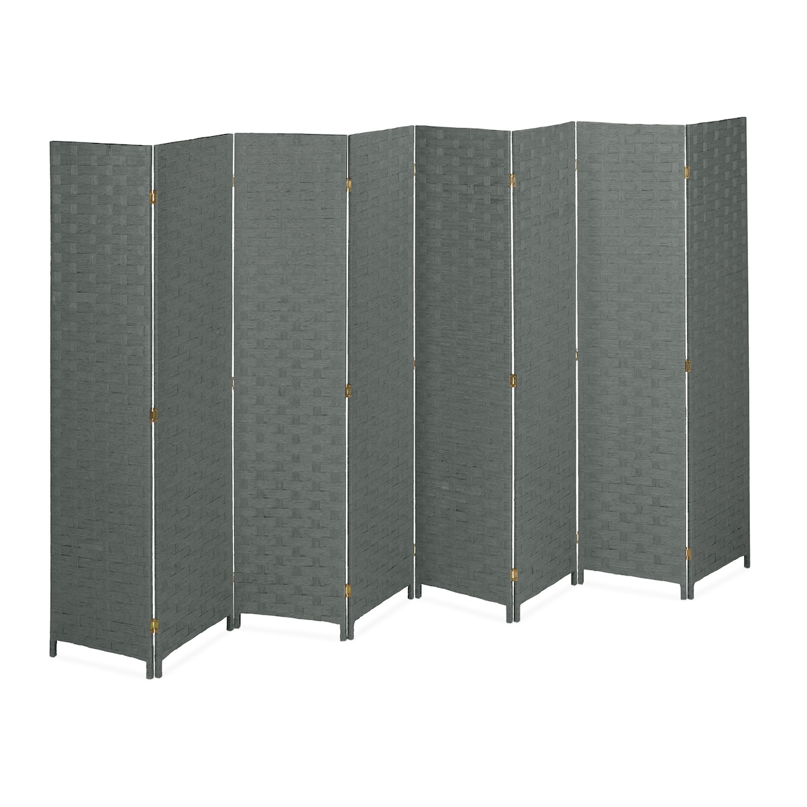 Relaxdays Paravent, 8-teilig, Raumtrenner faltbar, HxB 170x320 cm, Sichtschutz innen, Holz, Papierseil, Trennwand, grau