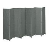 thumbnail of Relaxdays Paravent, 8-teilig, Raumtrenner faltbar, HxB 170x320 cm, Sichtschutz innen, Holz, Papierseil, Trennwand, grau