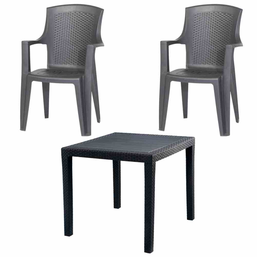 Pro Garden Eden + King Tisch SET 3tlg. anthrazit