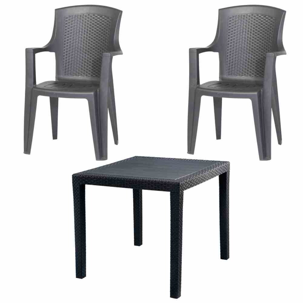 Pro Garden Eden + King Tisch SET 3tlg. anthrazit