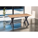 thumbnail of Esstisch Schweizer Kante MDF-Platte eichenfarben 180 x 90 X-Gestell schwarz Bird