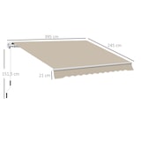 thumbnail of Toldo Manual Plegable de Aluminio con Manivela Terraza Balcón 395x245 cm Beige