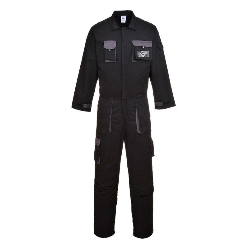 Portwest - Combinaison de travail multipoches TEXO CONTRAST coton majoritaire avec taille semi-élastiquée Noir Taille XL