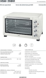 thumbnail of INFINITON MiniHorno HSM-26B61, 60 Litros, 2500 W, Temporizador, Blanco