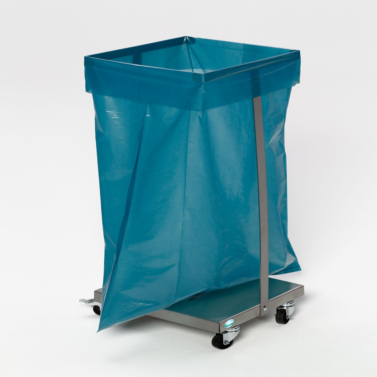 PROREGAL Robuster Abfallsammler ohne Deckel | Fahrbar | für 120 Liter Säcke | HxBxT 98,5x37x33cm | Edelstahl | Silber | Mülleimer Abfalleimer