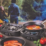 thumbnail of Réchaud gaz 2 feux 4600W pliable + 4 Cartouches de gaz KEMPER