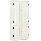 thumbnail of COSTWAY Multifunctionele Vintage Hal Kast met Verstelbare Plank, Badkamerkast, Wasruimte Kast, Hout, Opbergkast(Wit)