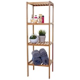 thumbnail of Badregal HWC-B18, Badezimmer Badschrank Standregal, Bambus ~ 110x34x33cm