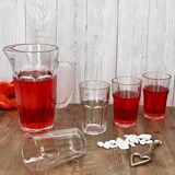 thumbnail of MIX 5tlg Set 1x Glaskrug 1L + 4x Gläser 300 ml klar Wasser Saft Cocktails Party