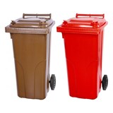 thumbnail of Mega Deal 2x PROREGAL 2-Rad-Mülltonne, 120 Liter, HDPE Kunststoff, Braun & Rot, Mülltonne, Müllgroßbehälter, Mülleimer, Abfalltonne, Müllbehälter