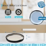 thumbnail of Tampas metálicas universais pretas 63mm - 250 unid para frascos de conservas e compotas