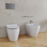 thumbnail of Coppia Sanitari Filomuro Filo Muro Filo Parete Vaso WC E Bidet Design Moderno In Ceramica Con Copriwater Chiusura Soft Close Rallentata Bianco Opaco