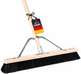 thumbnail of Stabiler Saalbesen 100cm Breit mit Stielstabilisator und Stiel 140cm Lang schwarze weiche Kunsthaar Borsten Kehrbesen Besen