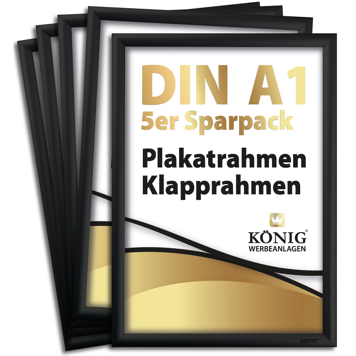 5 Plakatrahmen DIN A1 | 25mm Aluminium Profil, schwarz | Alu Klapprahmen Wechselrahmen Posterrahmen | 5er Sparpack | Dreifke®