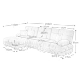 thumbnail of Modulares Ecksofa 81x313x145 Rosa, Ottoman, hochwertiger Chenille-Stoff, tiefes Sitzkissen, runde Armlehnen, flexibles Design