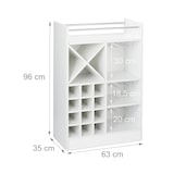 thumbnail of Relaxdays Weinregal mit Glashalter, 22 Flaschen, freistehend, Wein und Sekt, Hausbar HxBxT: 96 x 63 x 35 cm, weiß