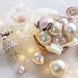 thumbnail of 6 Weihnachtskugeln 8cm Glas Christbaumkugeln uni Weihnachtsbaumkugeln hellrosa
