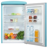 thumbnail of Exquisit Retro Vollraumkühlschrank RKS120-V-H-160F taubenblau, 122 l Fassungsvermögen