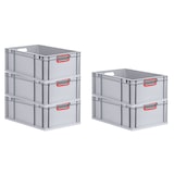 thumbnail of PROREGAL 4x Eurobox NextGen Color | HxBxT 22x40x60cm | 44 Liter | Griffe rot offen | Verstärkter Boden | Eurobehälter