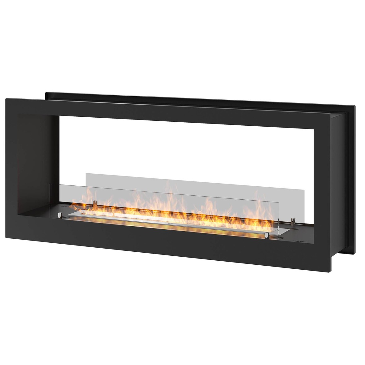 Camino a Bioetanolo da Incasso 120x50 cm Bifacciale 2 Side 1200 Nero con Vetro