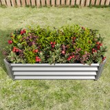 thumbnail of Hochbeet Metall 30x120x60 cm Silber aus verzinktem Stahl Wellblech ohne Boden wetterfest robust mit gefalteter Innenkante für Garten Terrasse