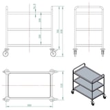 thumbnail of Chariot de service EASYLINE, acier inoxydable / 3 étagères, 860 x 540 mm